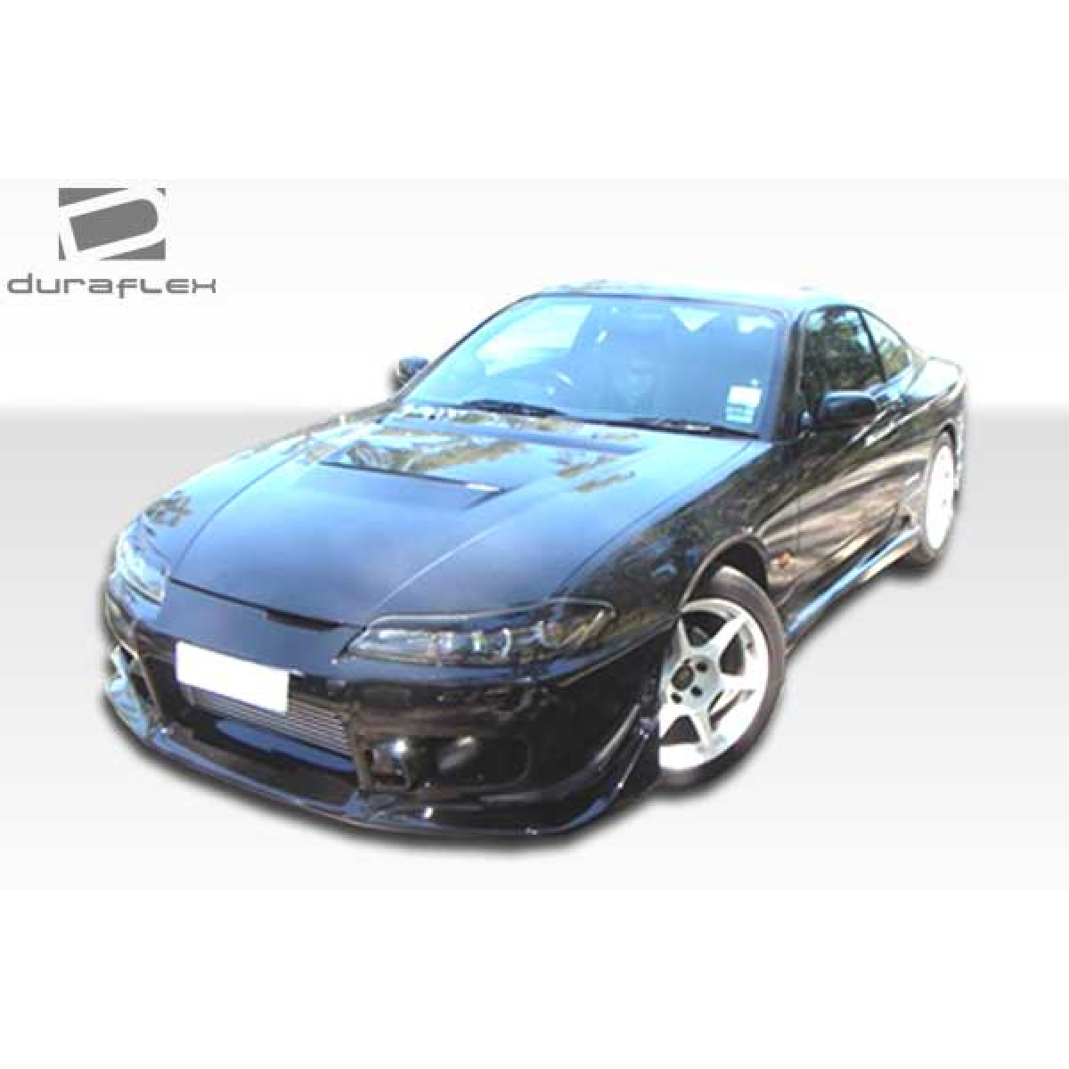 Modify your Nissan 240SX 1995 with our Exterior/Complete Body Kits - Three quarter front view of black Nissan 240SX
