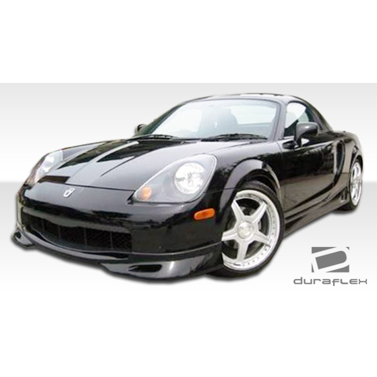Modify your Toyota MR2 Spyder 2000 with our Exterior/Complete Body Kits - Front angle view of a black Toyota MR2 Spyder