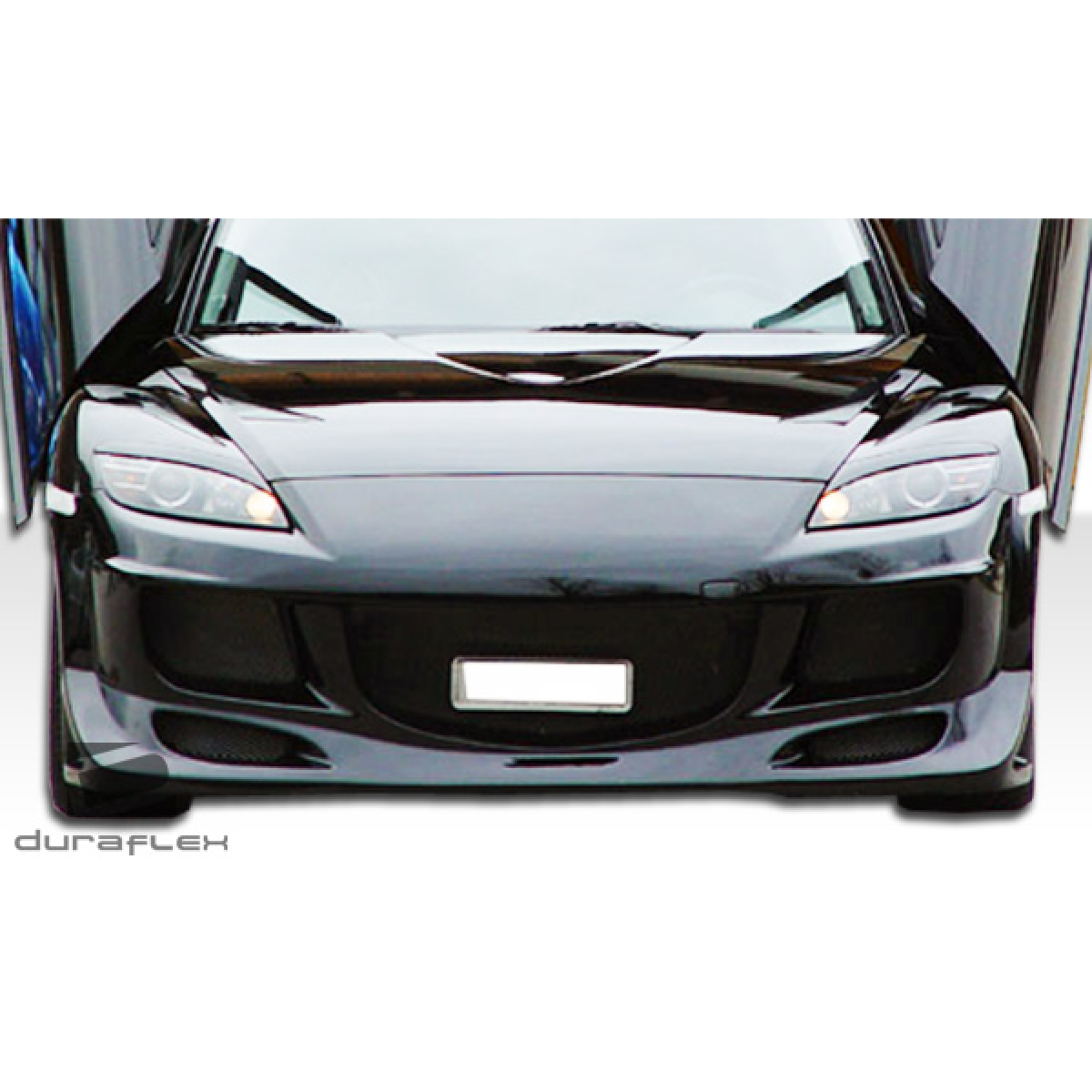 Modify your Mazda RX-8 2004 with our Exterior/Complete Body Kits - Front view of a black Mazda RX-8 body kit