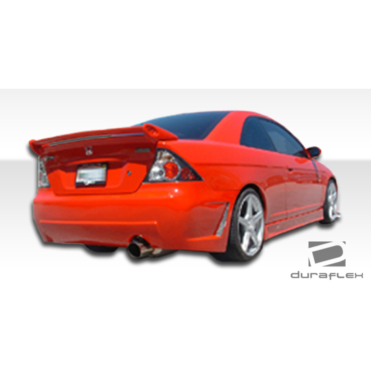 Modify your Honda Civic 2004 with our Exterior/Complete Body Kits - Rear angle view of the vehicle showcasing body kit