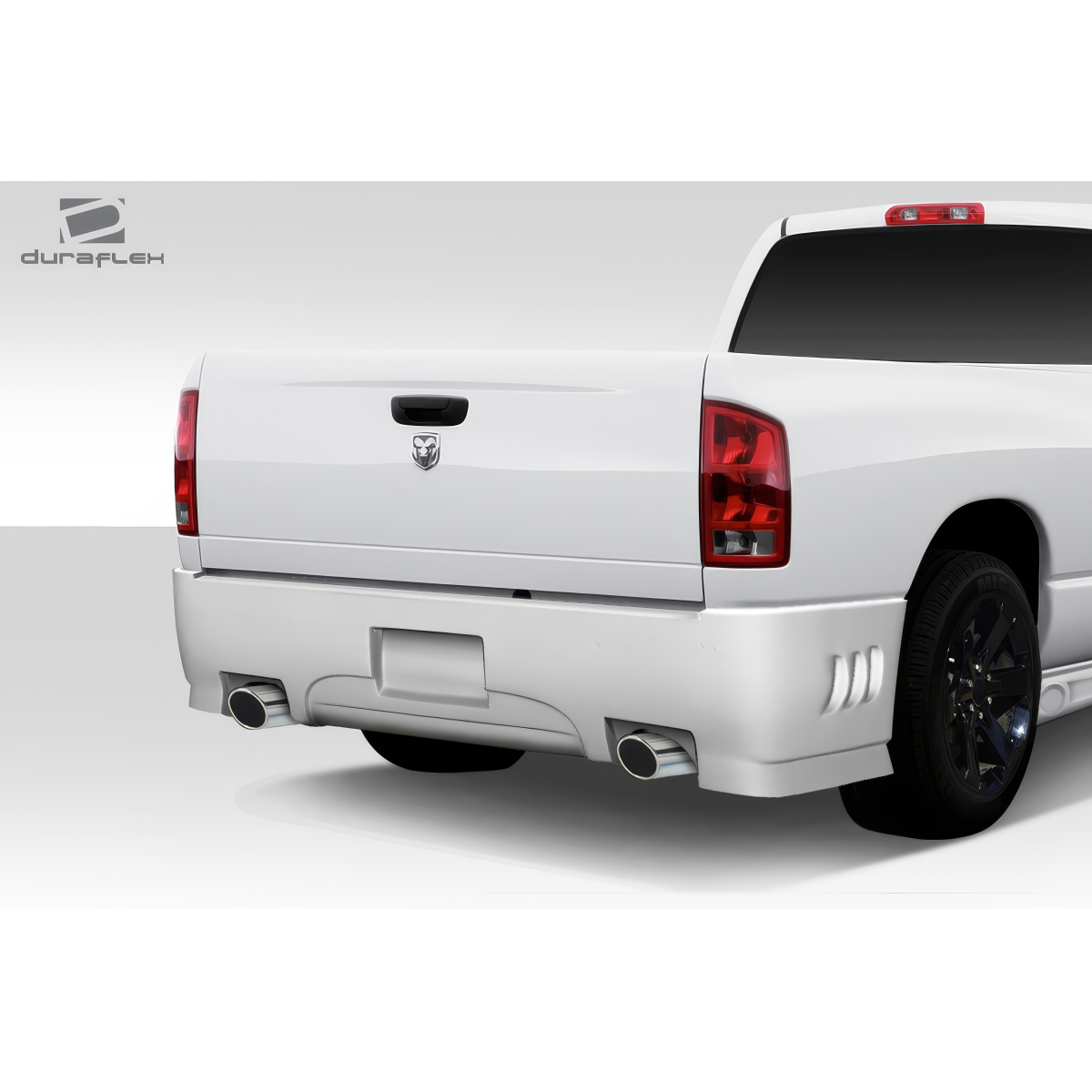 Modify your Dodge Ram 2002 with our Exterior/Rear Bumpers or Lips - View from slightly above and behind the vehicle