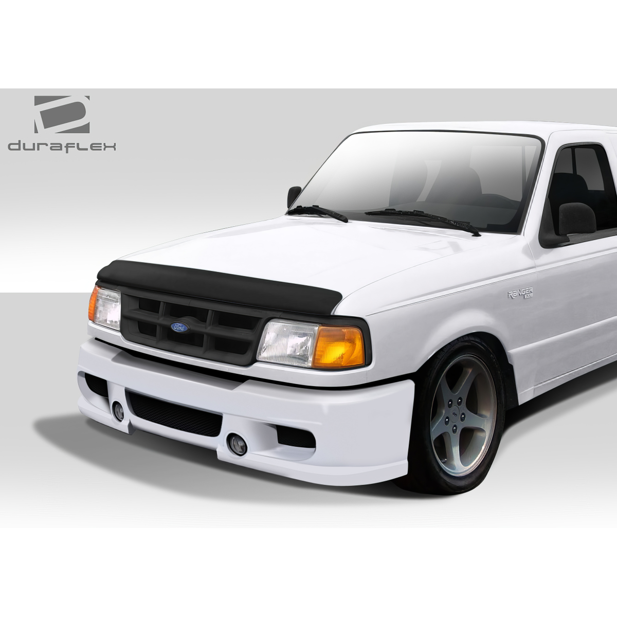 Modify your Ford Ranger 1993 with our Exterior/Front Bumpers or Lips - Angled view of front bumper on white Ford Ranger