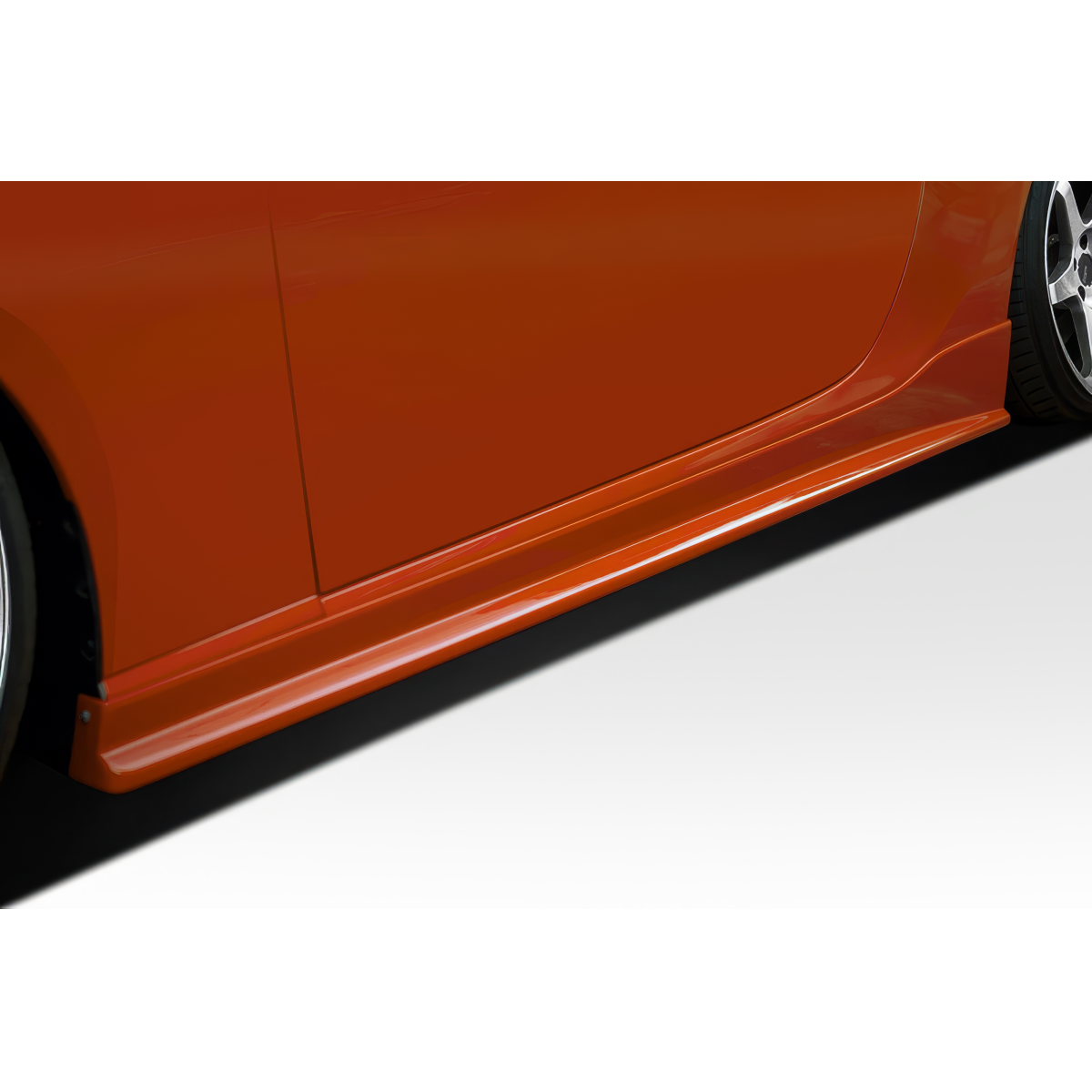 Modify your Subaru BRZ 2013 with our Exterior/Side Skirts - Side view of the vehicle part at a low angle