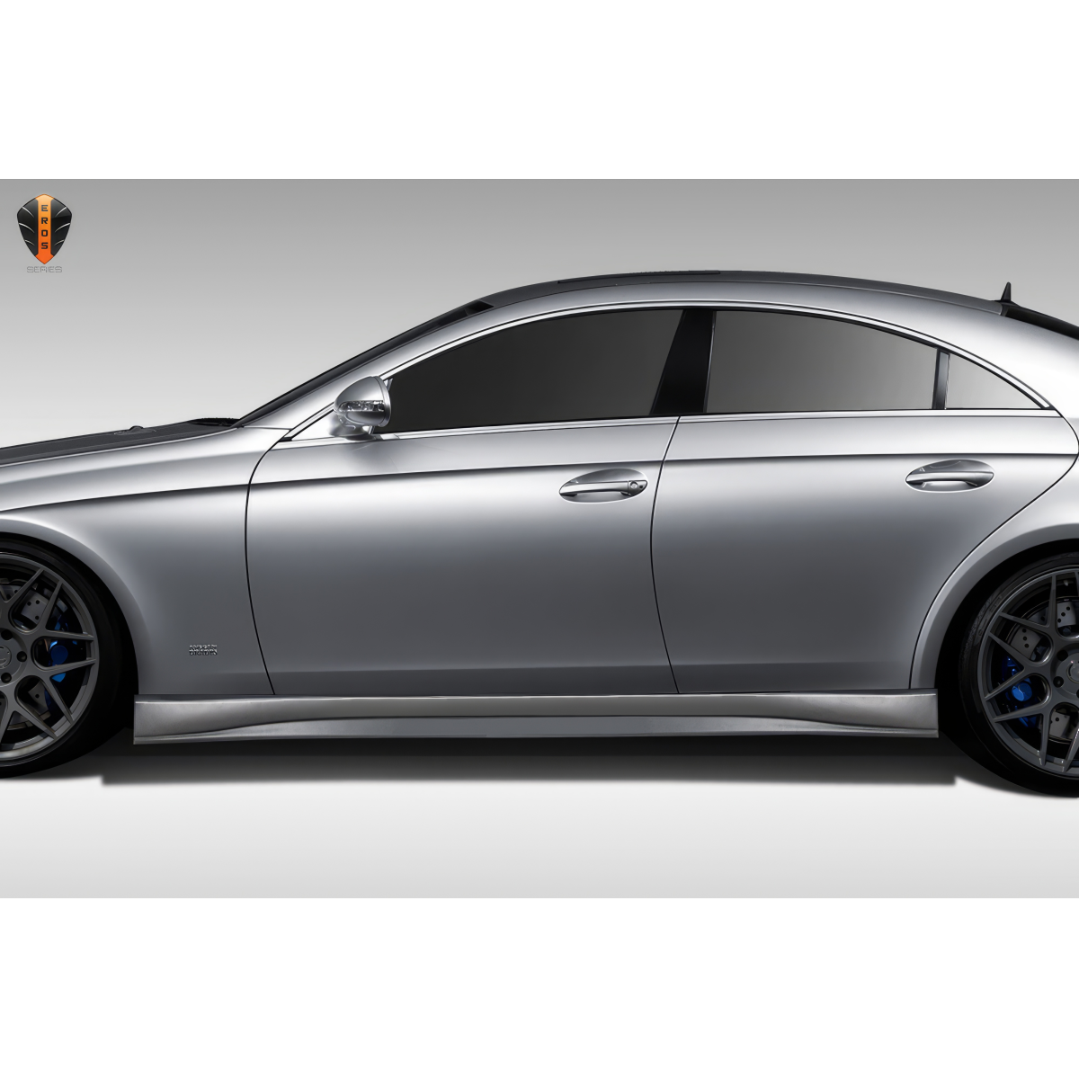 Modify your Mercedes-Benz CLS-Class 2006 with our Exterior/Side Skirts - Side view at a lateral angle showing side skirts