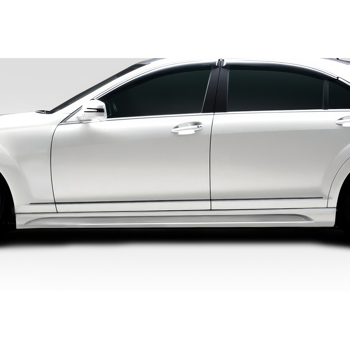 Modify your Mercedes-Benz S-Class 2007 with our Exterior/Side Skirts - Side view of vehicle part showing side skirts