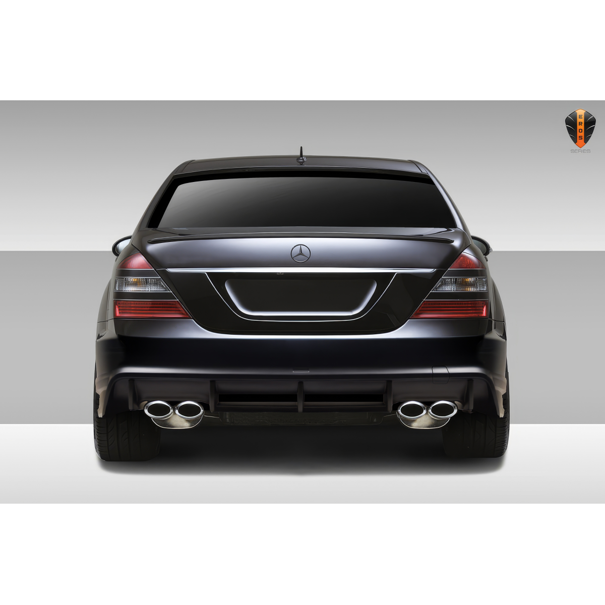 Modify your Mercedes-Benz S-Class 2007 with our Exterior/Rear Bumpers or Lips - Rear view at eye level perspective