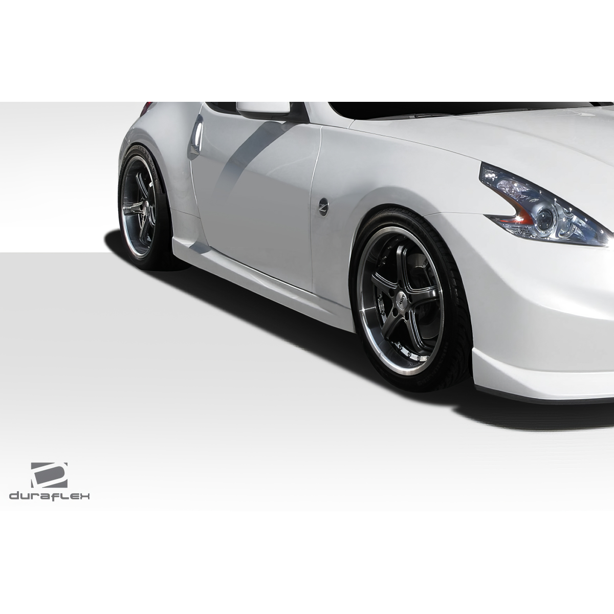 Modify your Nissan 370Z 2009 with our Exterior/Side Skirts - Angled view showcasing side skirts of vehicle