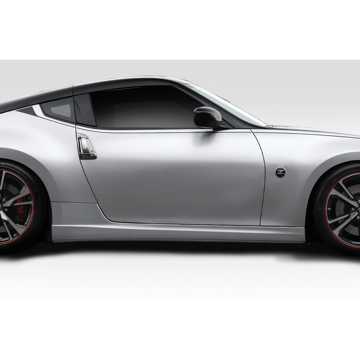 Modify your Nissan 370Z 2009 with our Exterior/Side Skirts - Side angle view of vehicle part