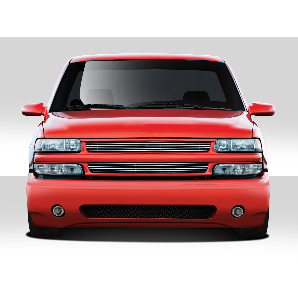 Modify your Chevrolet Silverado 1999 with our Exterior/Front Bumpers or Lips - Front view of red Chevrolet Silverado part