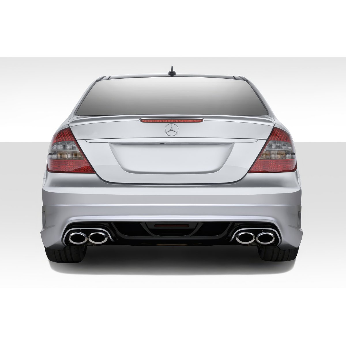 Modify your Mercedes-Benz E55 AMG 2003 with our Exterior/Rear Bumpers or Lips - Rear view showing rear bumper at a straight angle