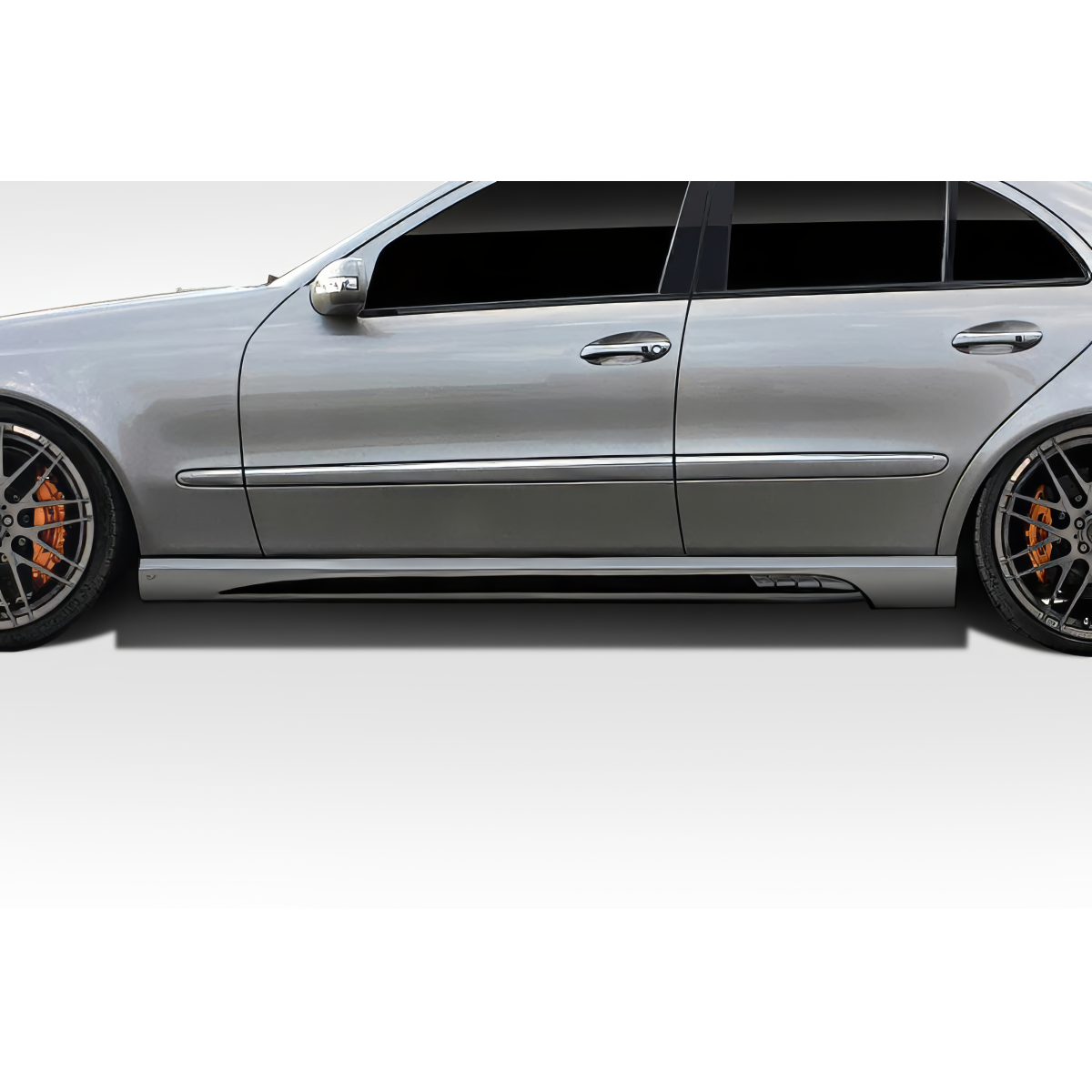 Modify your Mercedes-Benz E55 AMG 2003 with our Exterior/Side Skirts - Side view of vehicle part at a horizontal angle