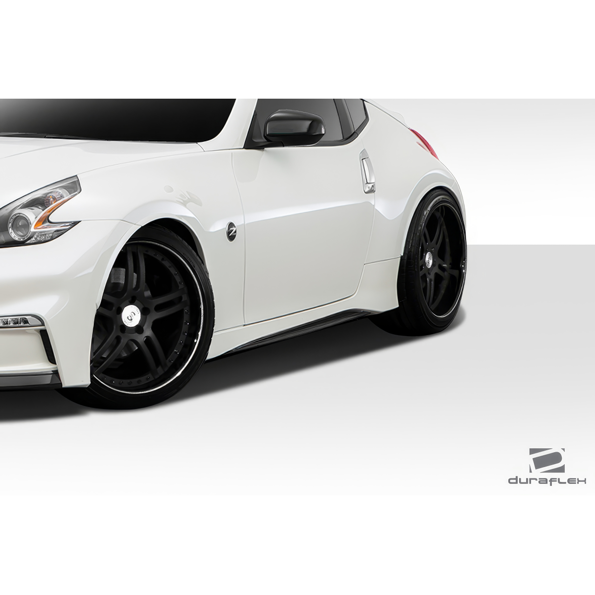 Modify your Nissan 370Z 2009 with our Exterior/Side Skirts - Viewed from a slight front angle