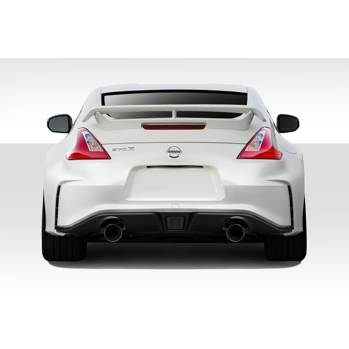 Modify your Nissan 370Z 2009 with our Exterior/Rear Bumpers or Lips - Angled rear view of a Nissan 370Z Z34