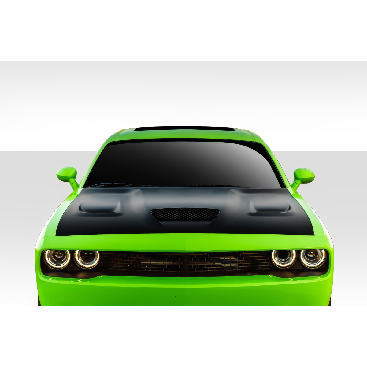 Modify your Dodge Challenger 2008 with our Exterior/Hoods - Front view of vehicle hood design