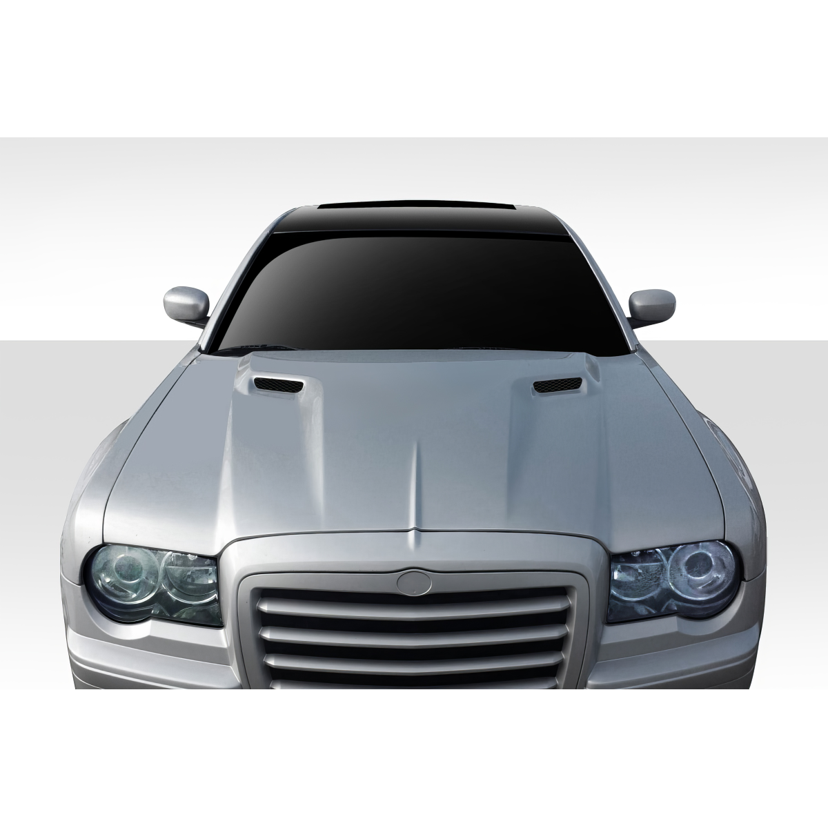 Modify your Chrysler 300 2005 with our Exterior/Hoods - Front view of vehicle hood at eye level angle