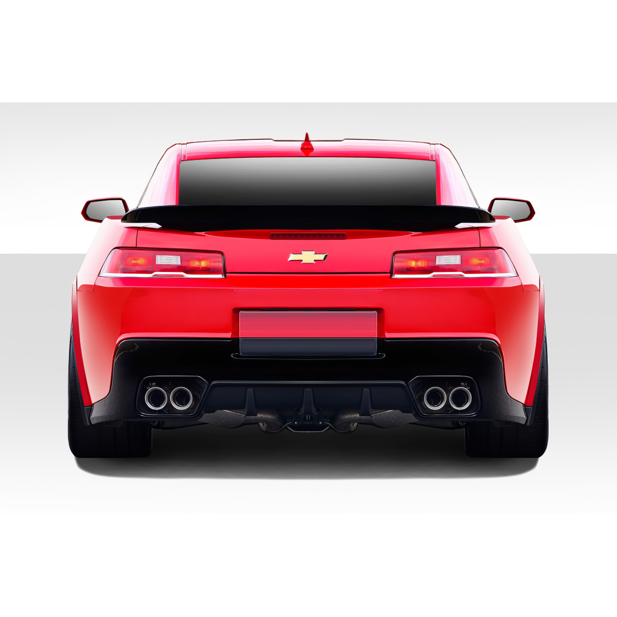 Modify your Chevrolet Camaro 2014 with our Exterior/Rear Bumpers or Lips - Image shows rear view of the vehicle