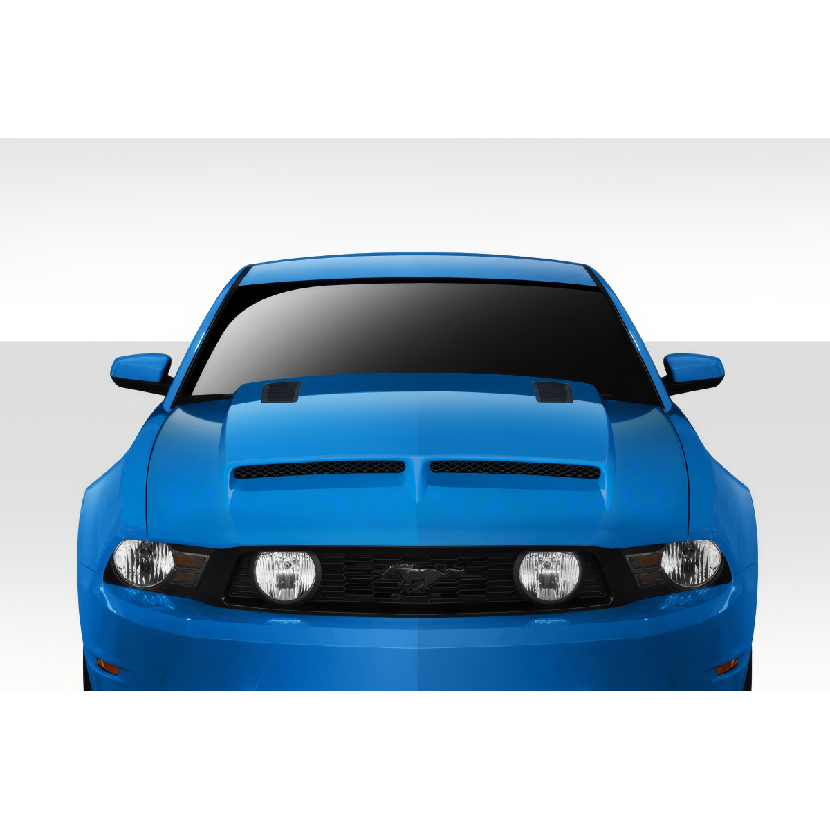 Modify your Ford Mustang 2010 with our Exterior/Hoods - Front view of the vehicle at eye level