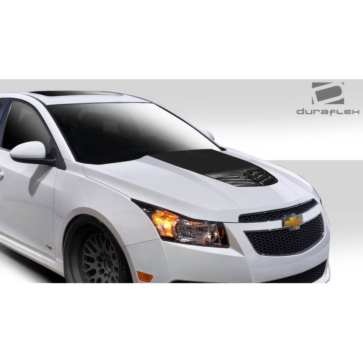 Modify your Chevrolet Cruze 2011 with our Exterior/Hoods - Front three quarter view of the vehicle