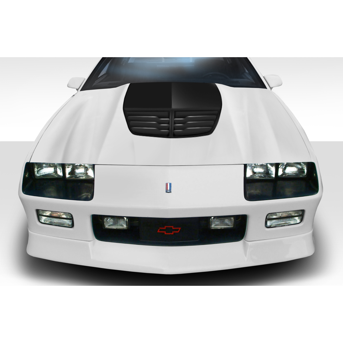 Modify your Chevrolet Camaro 1982 with our Exterior/Hoods - Front view of camaro hood at a straight angle