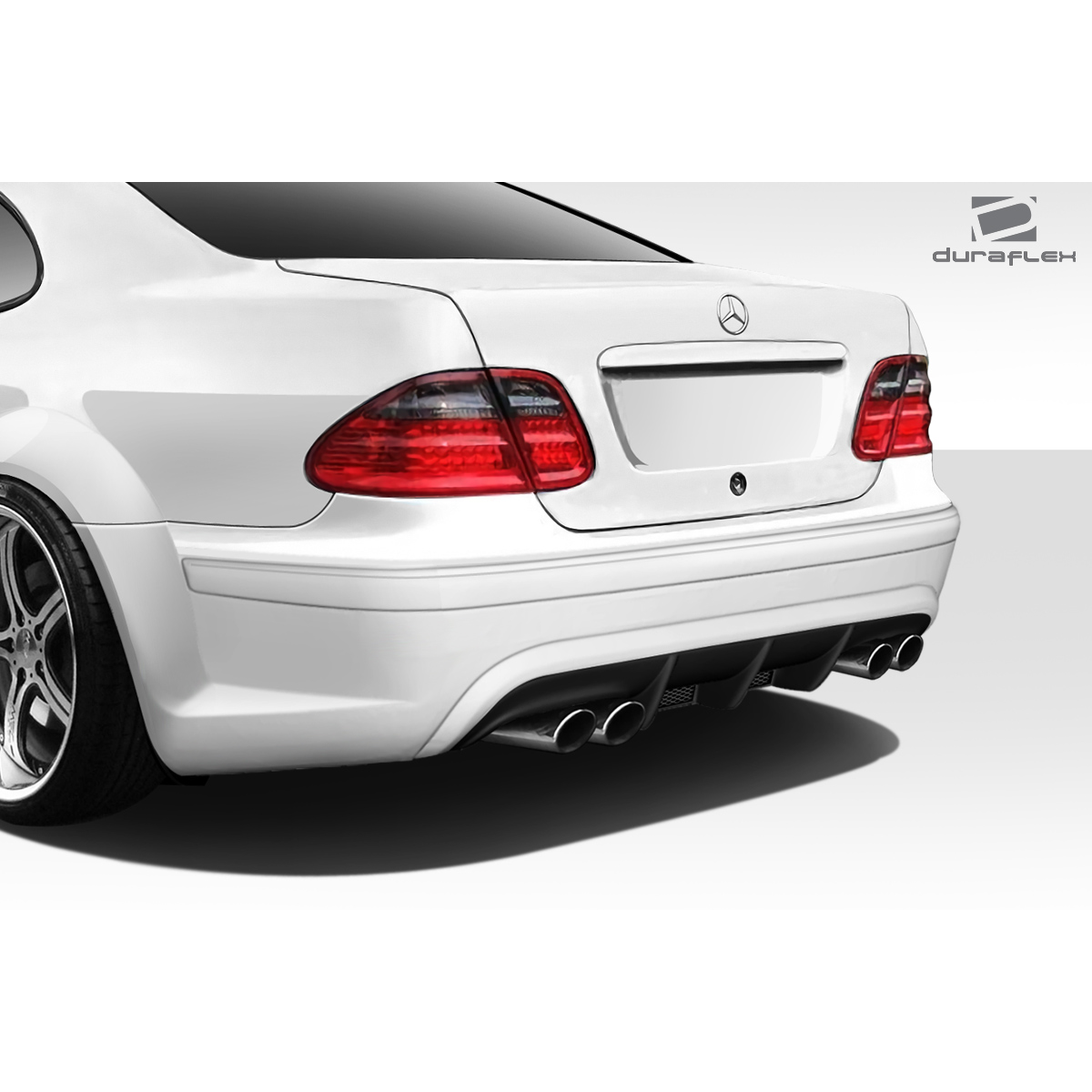 Modify your Mercedes-Benz CLK-Class 1998 with our Exterior/Complete Body Kits - Rear angle view of a white Mercedes CLK