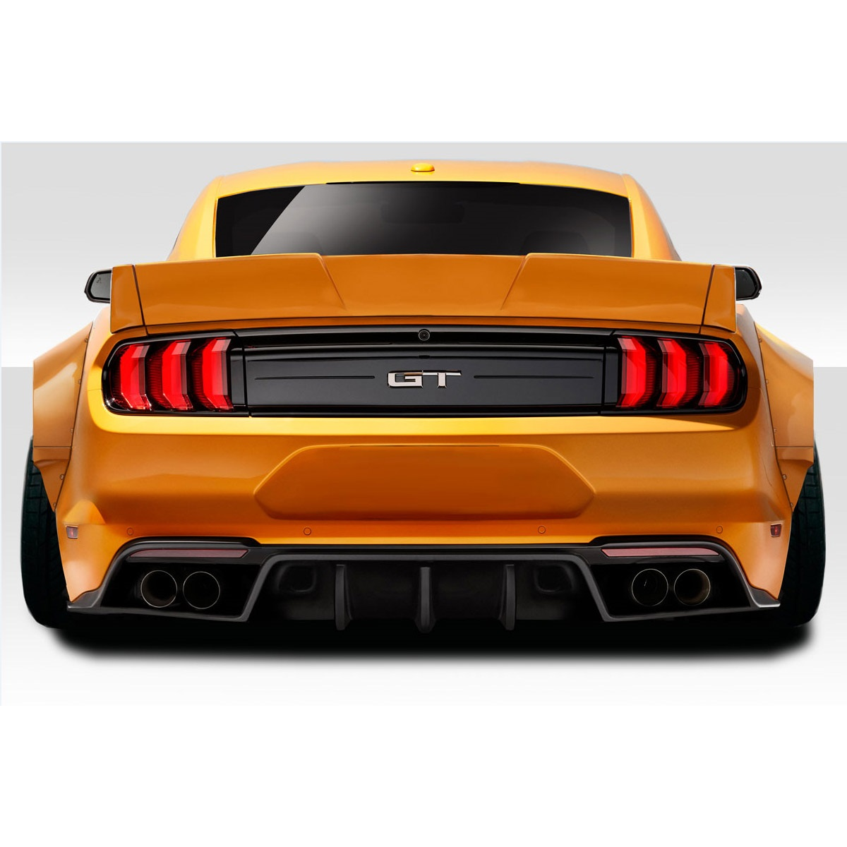 Modify your Ford Mustang 2015 with our Exterior/Wings - Rear angle view of Ford Mustang with spoiler