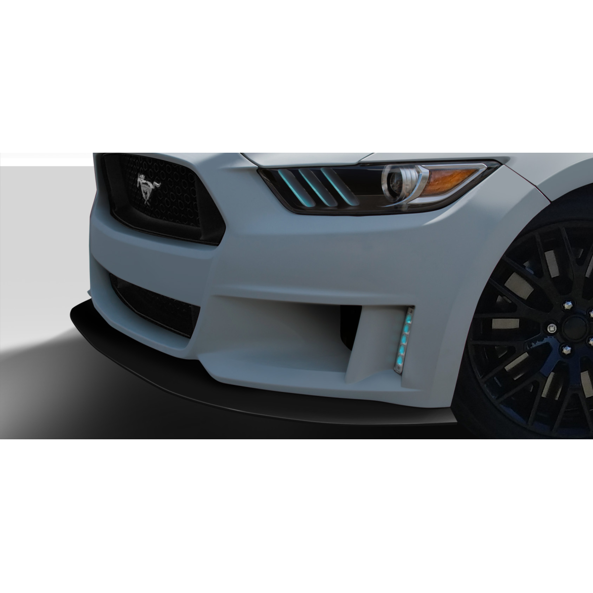 Modify your Ford Mustang 2015 with our Exterior/Front Lips - Front view angle showcasing the bumper lip design