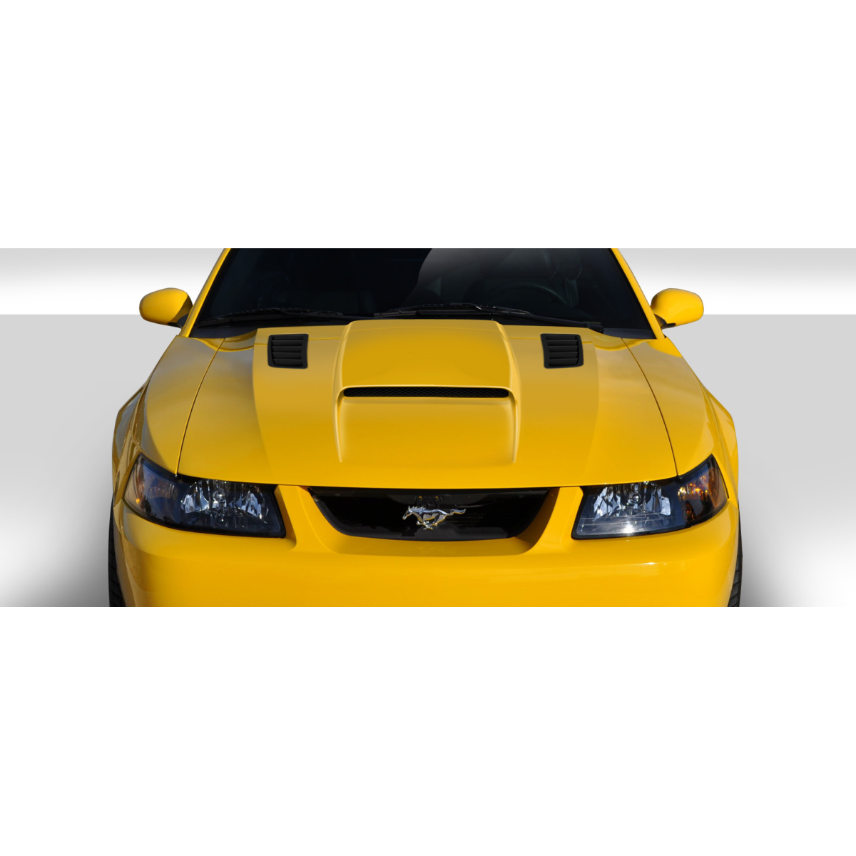 Modify your Ford Mustang 1999 with our Exterior/Hoods - Front view of a vehicle from above