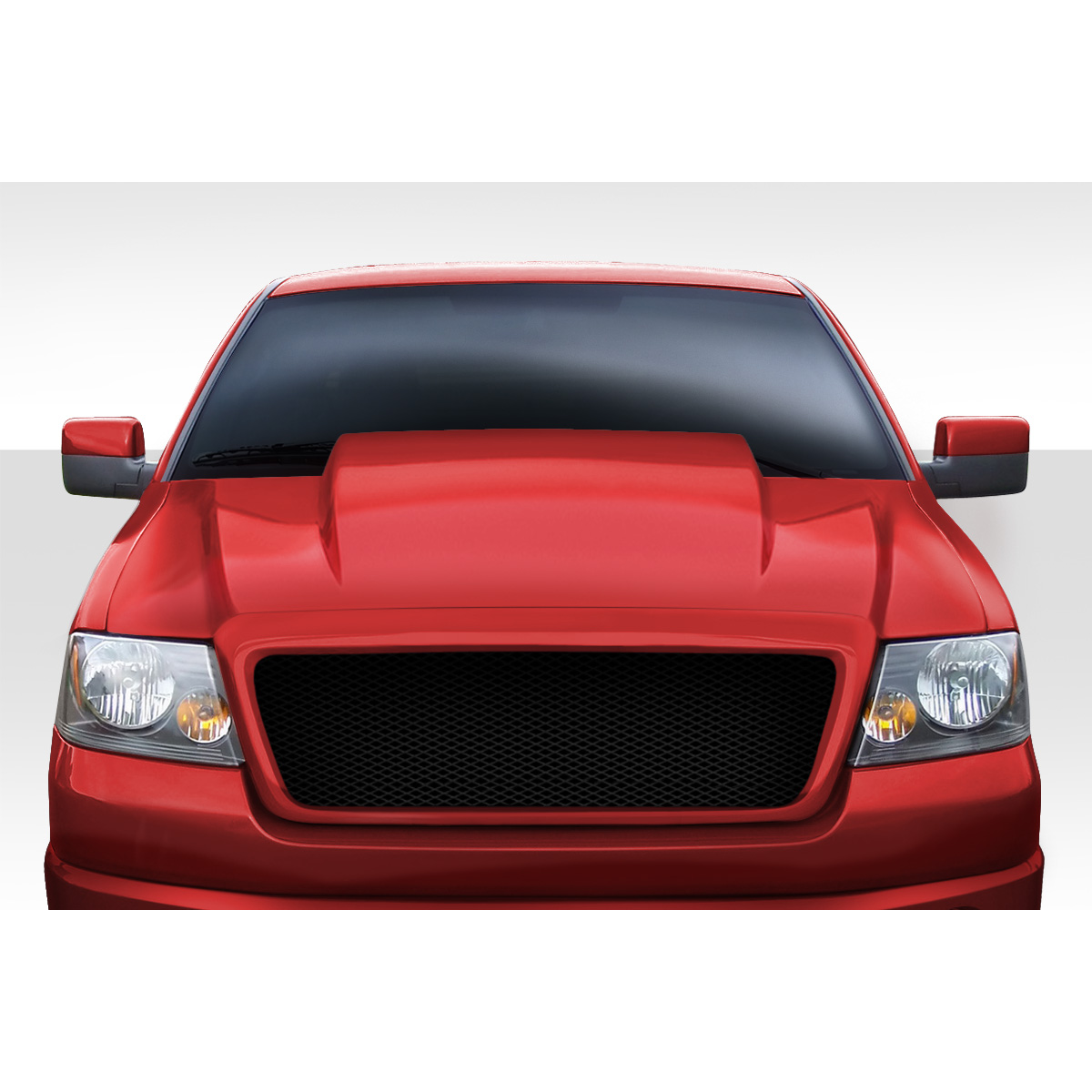 Modify your Ford F-150 2004 with our Exterior/Hoods - Front view of vehicle at zero degrees angle