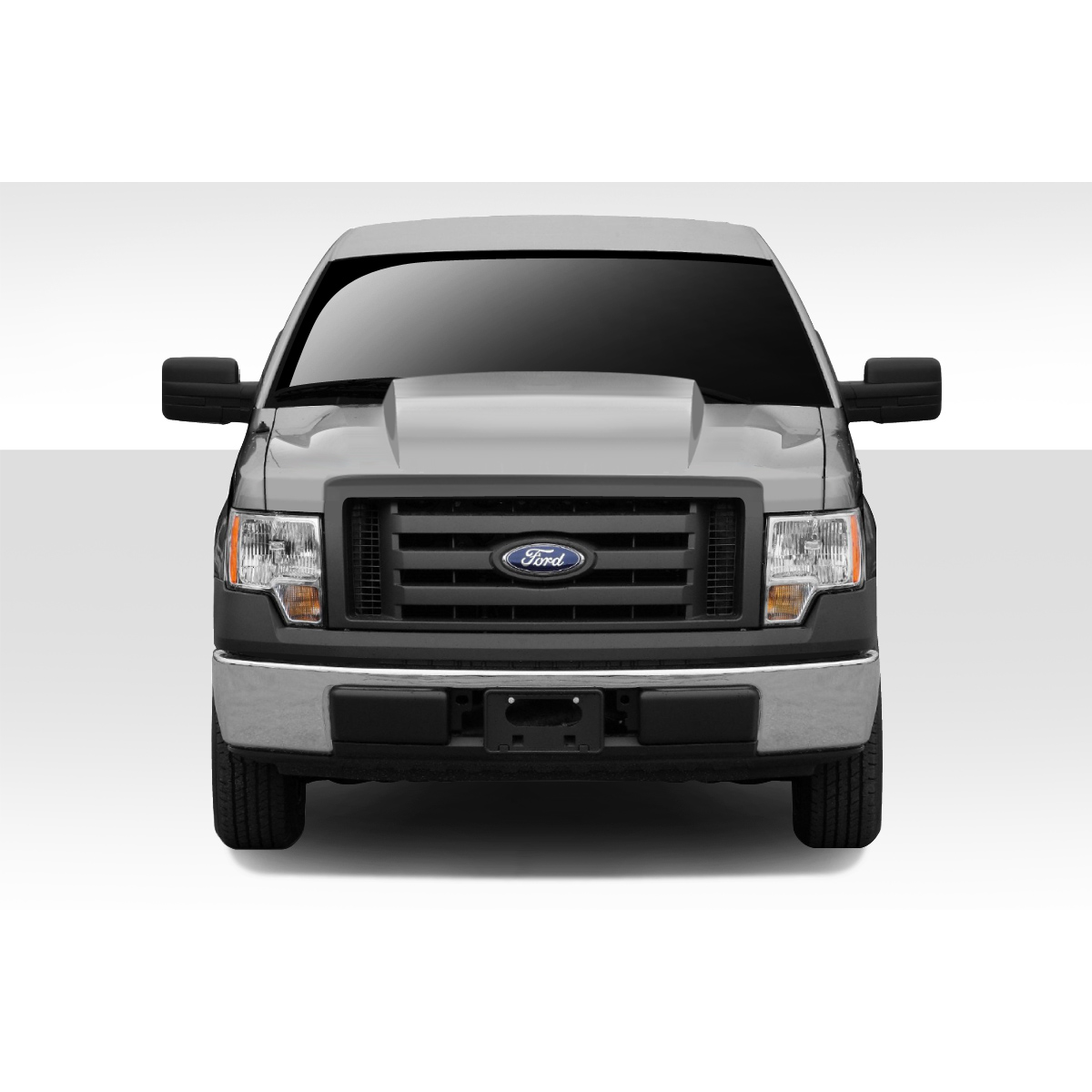 Modify your Ford F-150 2009 with our Exterior/Hoods - Front view of Ford F-150 Cowl Hood part