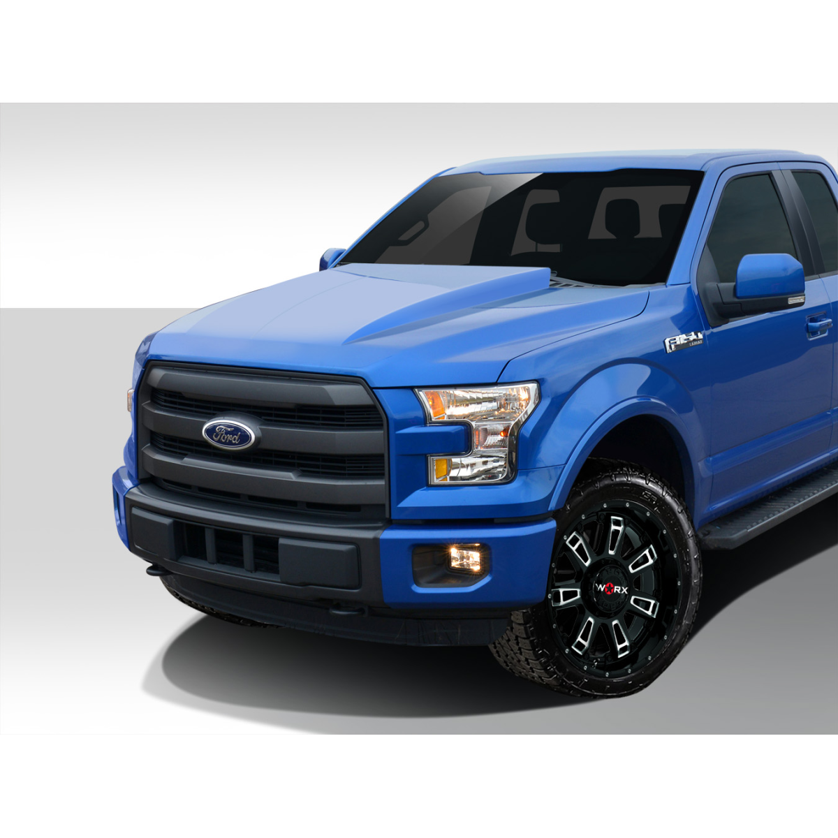 Modify your Ford F-150 2015 with our Exterior/Hoods - Front three quarter angle view of the vehicle