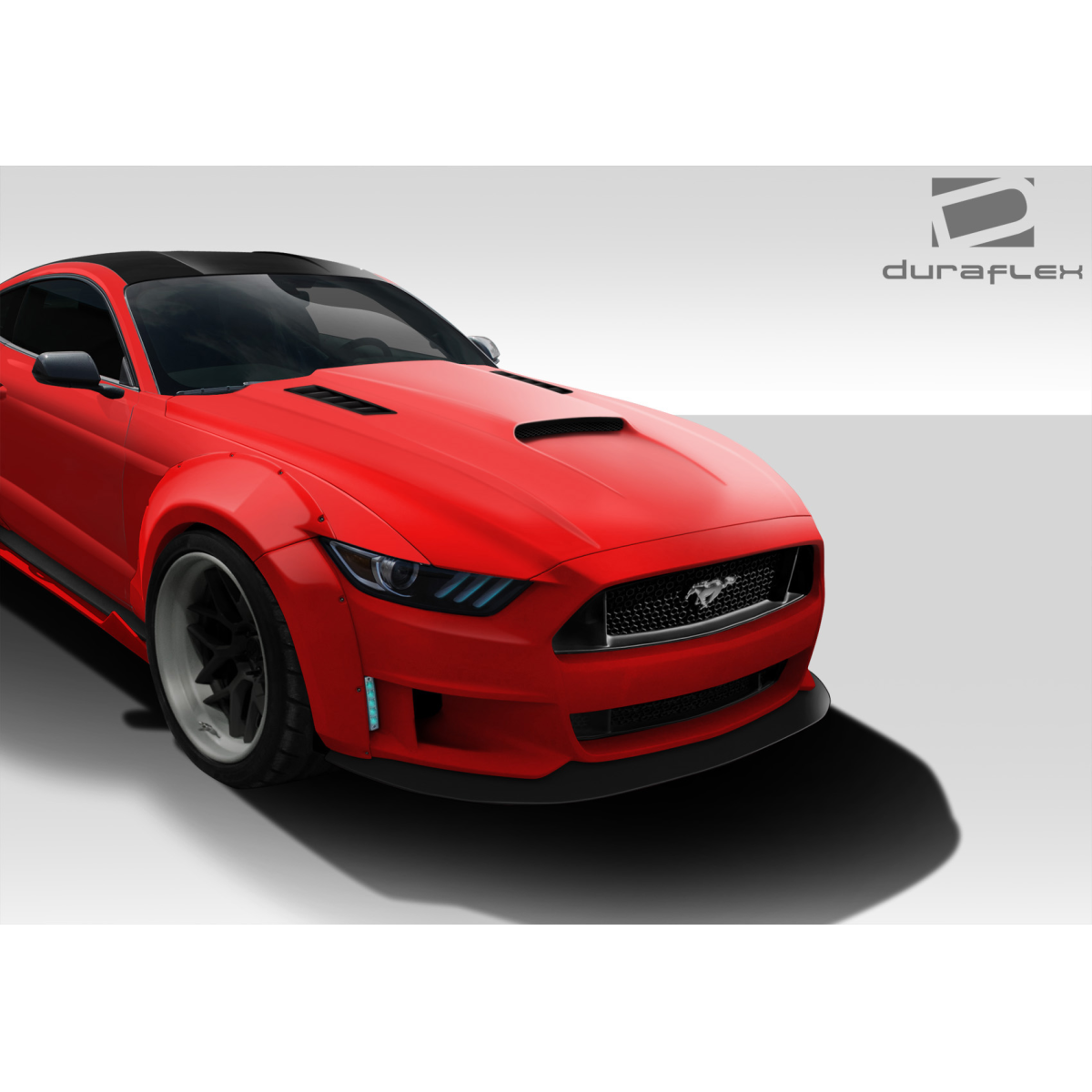 Modify your Ford Mustang 2015 with our Exterior/Hoods - Front three quarter angle view of hood