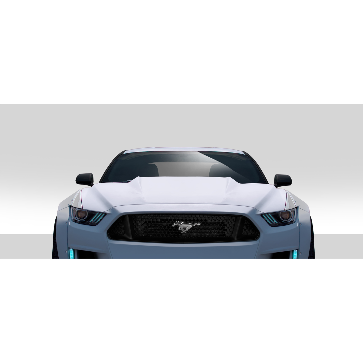 Modify your Ford Mustang 2015 with our Exterior/Hoods - Front view of the vehicle at eye level