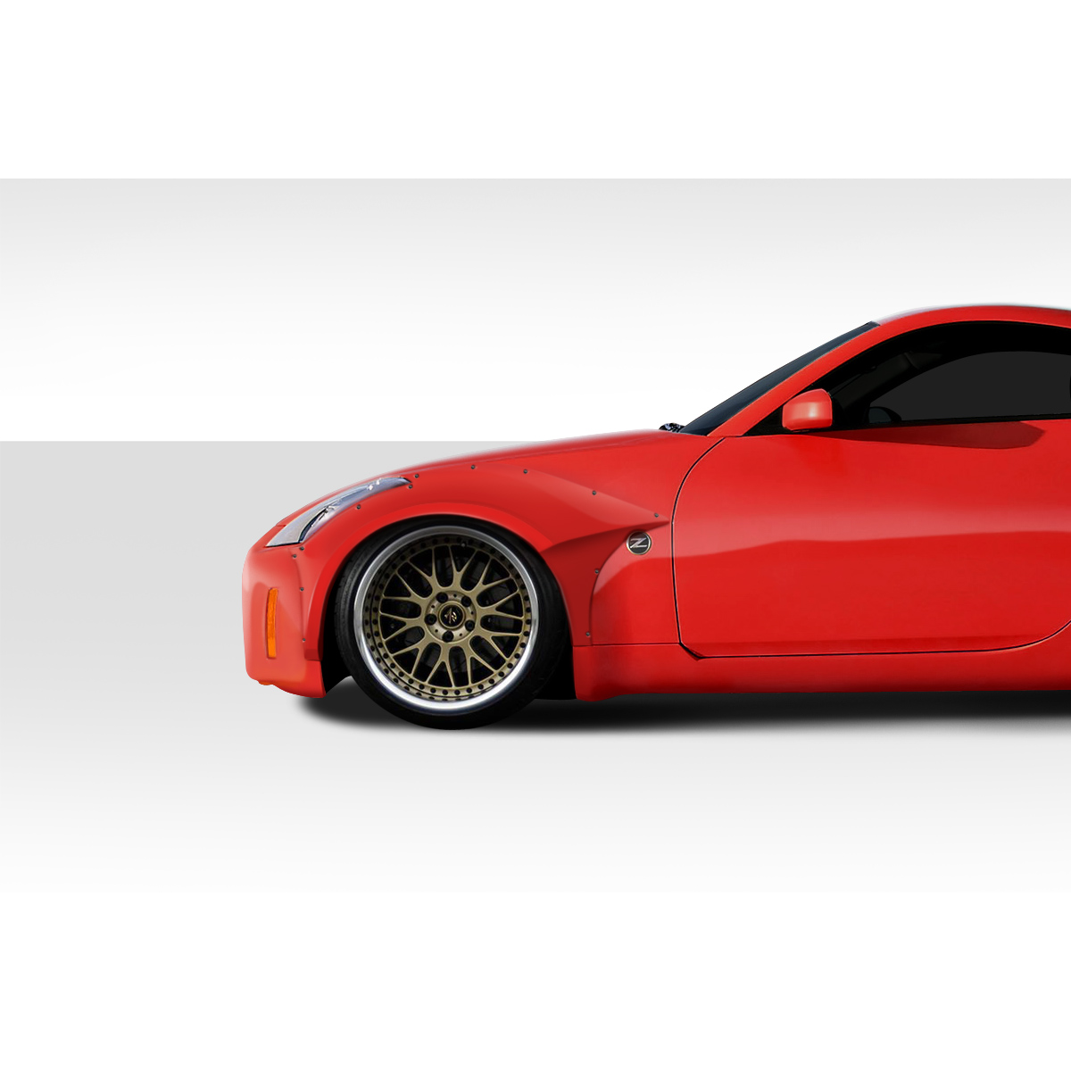 Modify your Nissan 350Z 2003 with our Exterior/Fenders - Side angle view of body part highlights design