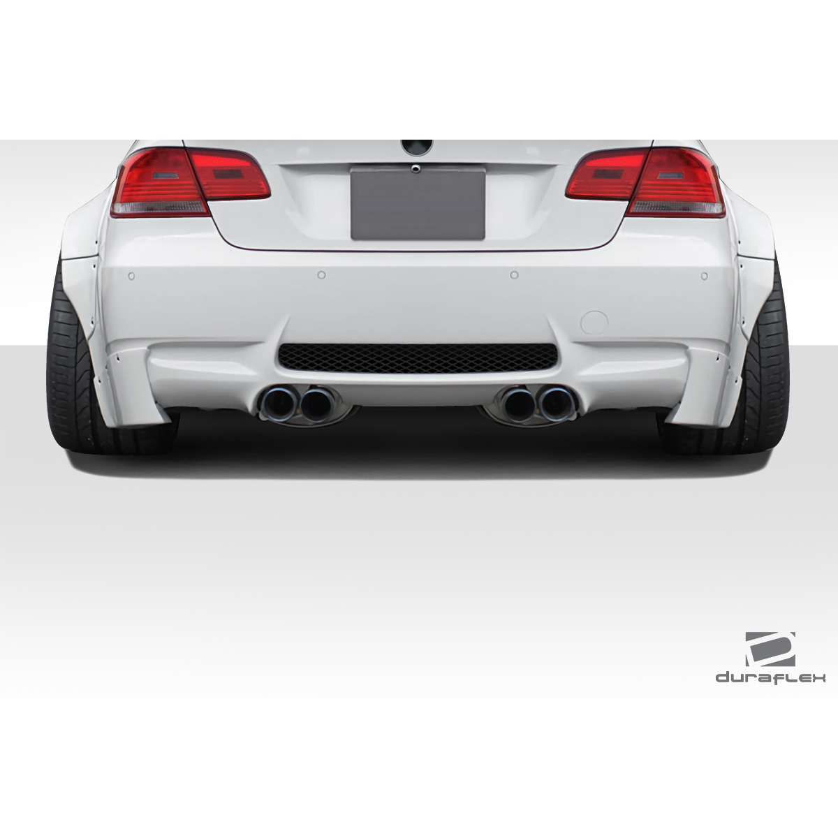 Modify your BMW M3 2008 with our Exterior/Rear Bumpers - Rear view of vehicle at a straight angle