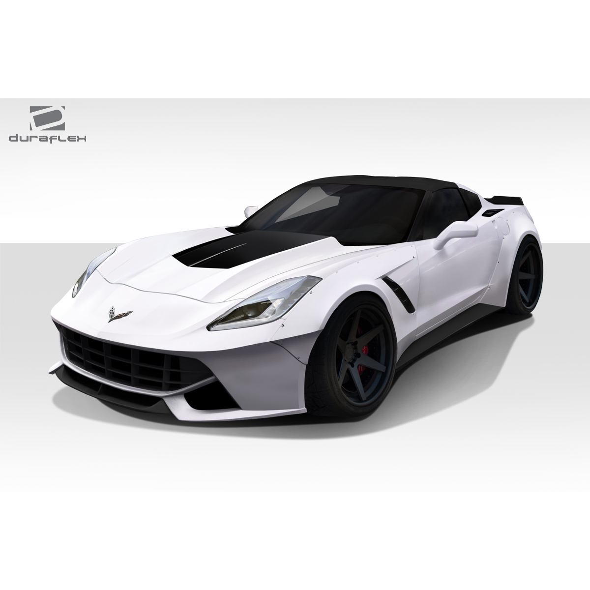 Modify your Chevrolet Corvette 2014 with our Exterior/Hoods - Front three quarter view of a Chevrolet Corvette