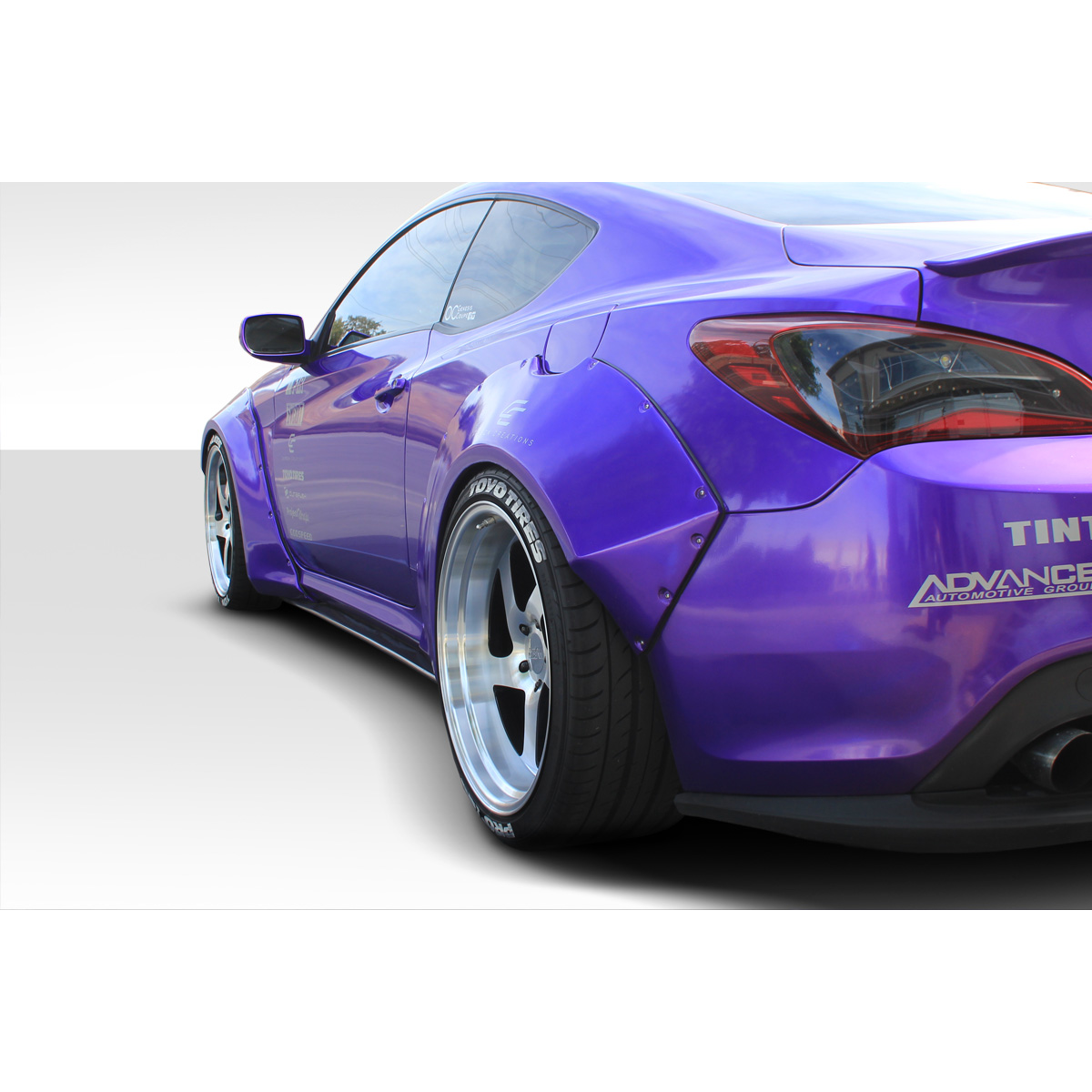 Modify your Genesis G70 2010 with our Exterior/Fenders - Rear angled view of purple Genesis Coupe