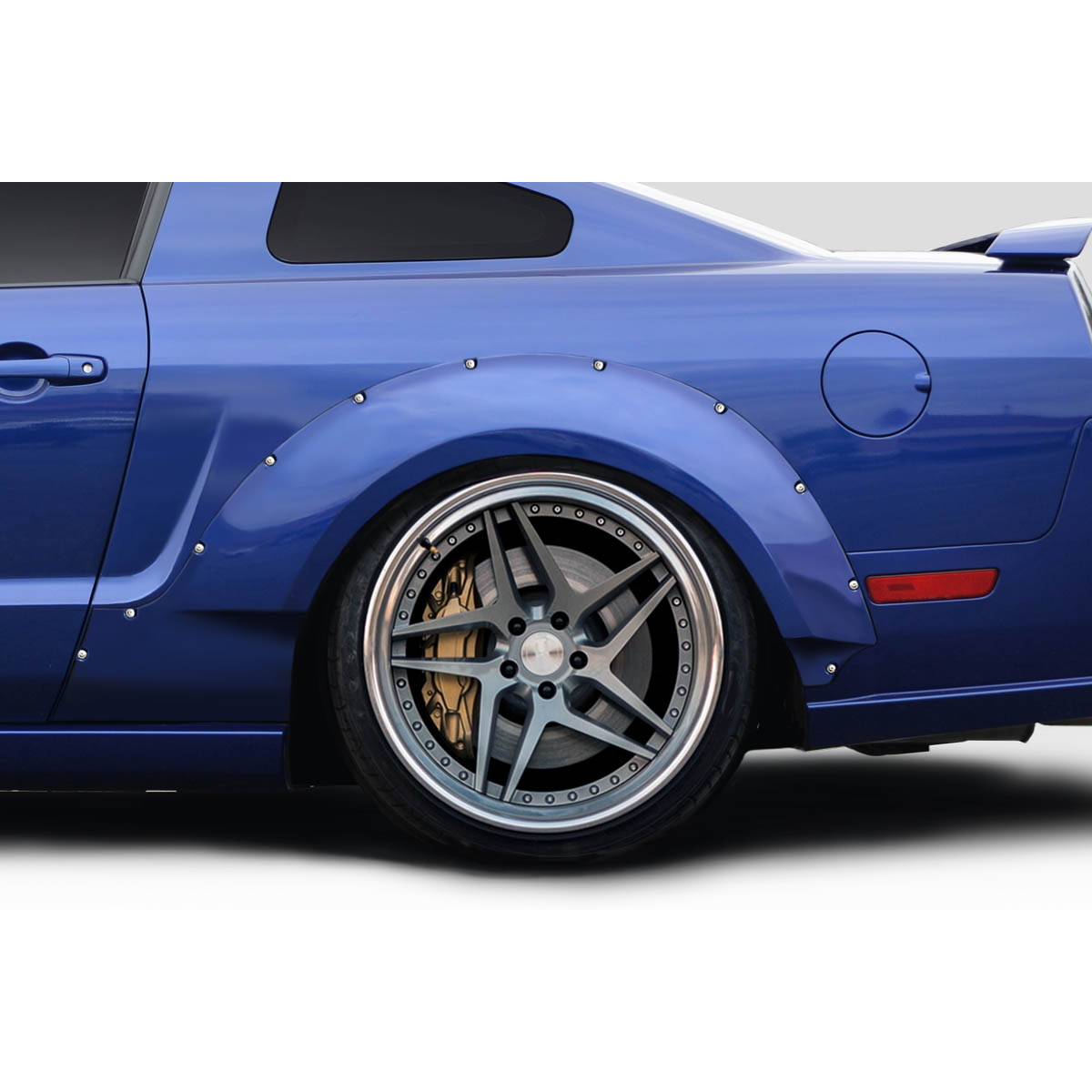 Modify your Ford Mustang 2005 with our Exterior/Fenders - Side angle of rear fender and wheel showcased