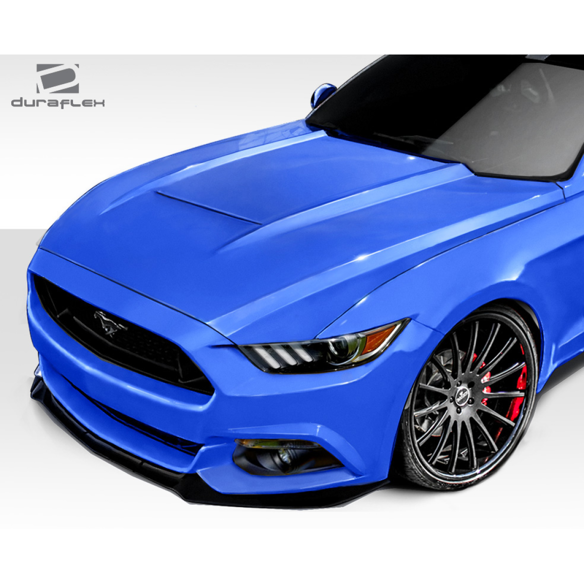 Modify your Ford Mustang 2015 with our Exterior/Hoods - Front perspective of vehicle showing hood design