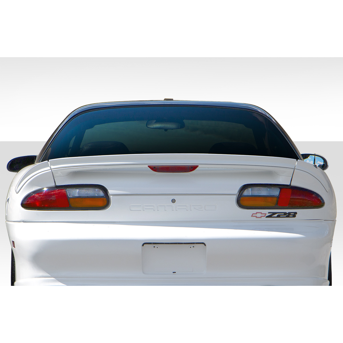 Modify your Chevrolet Camaro 1993 with our Exterior/Wings - Viewed from the rear at a slight upward angle