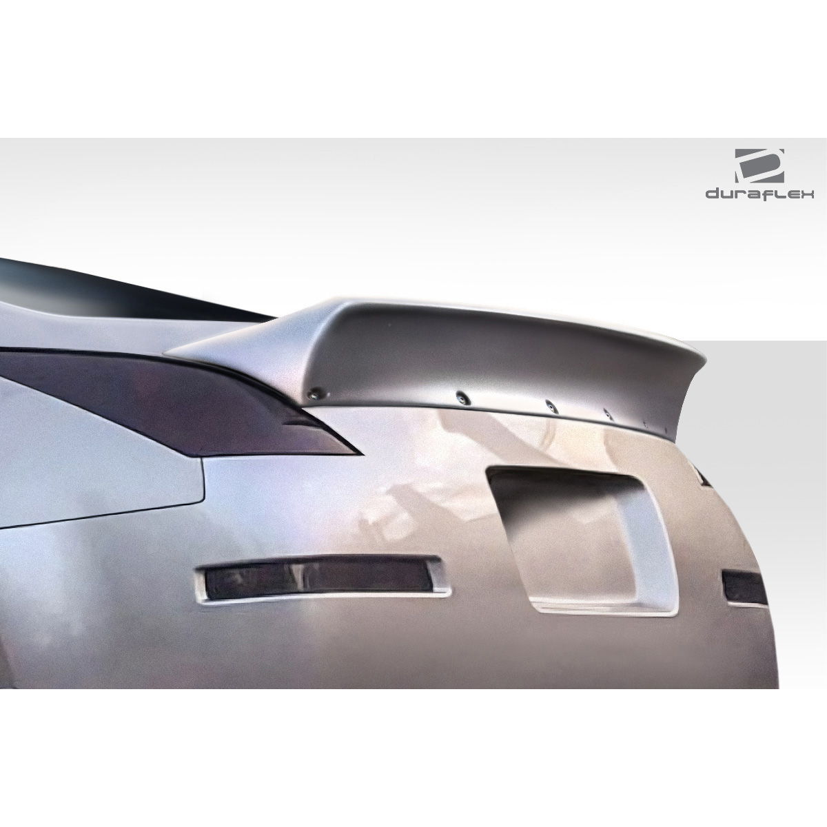 Modify your Nissan 350Z 2003 with our Exterior/Wings - View of rear wing spoiler from a slightly angled rear