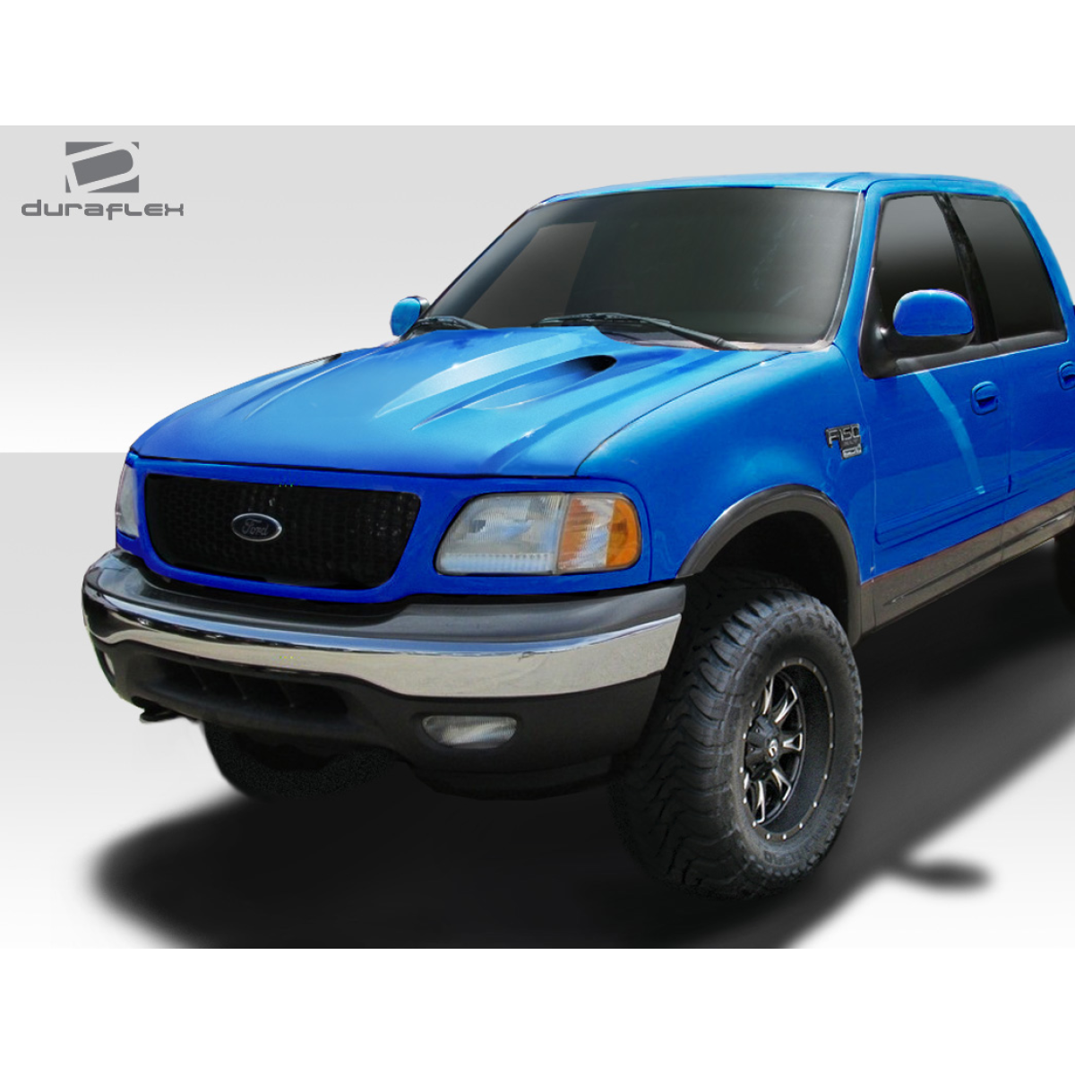 Modify your Ford F-150 1997 with our Exterior/Hoods - Front angle showing hood and grille of truck