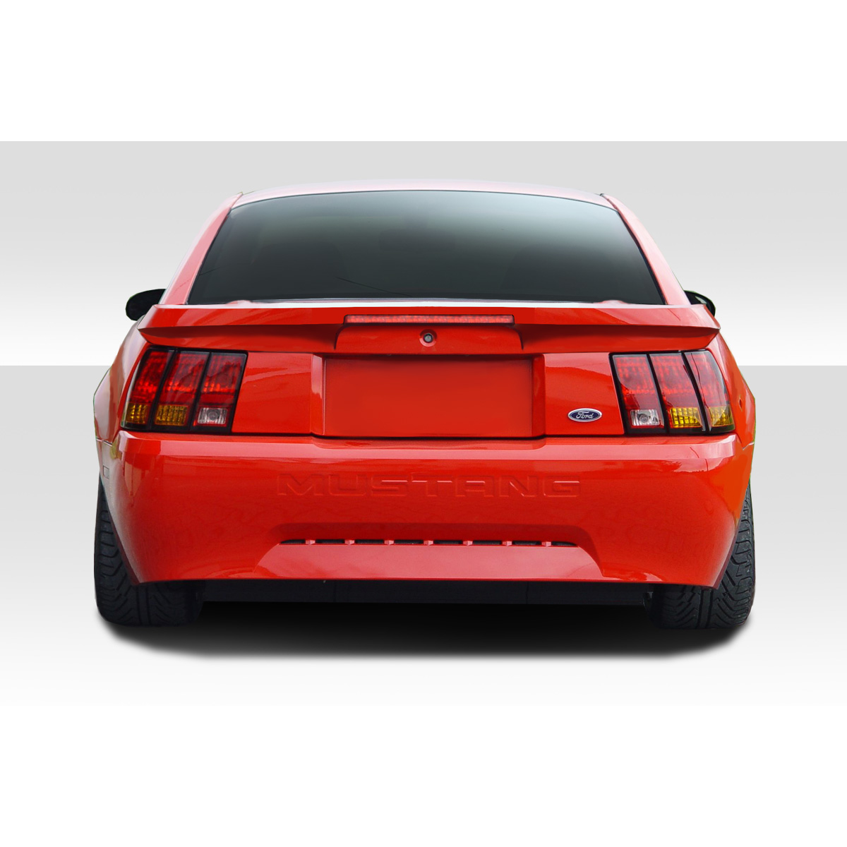 Modify your Ford Mustang 1999 with our Exterior/Wings - Rear view of the vehicle at eye level