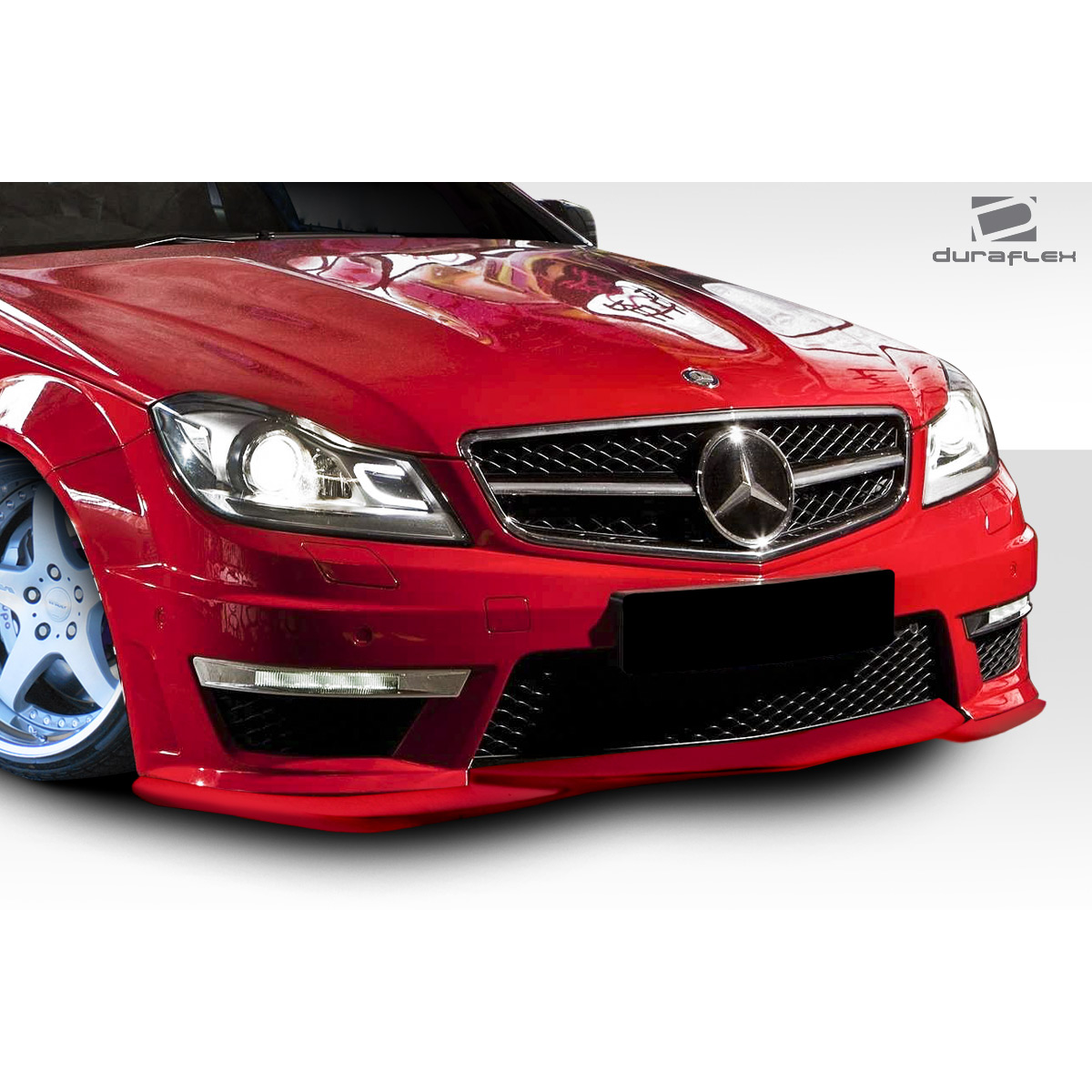 Modify your Mercedes-Benz C300 2012 with our Exterior/Front Bumpers or Lips - Front view angle of a red Mercedes C300