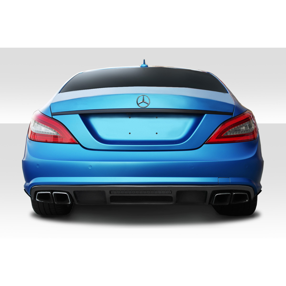 Modify your Mercedes-Benz CLS-Class 2012 with our Exterior/Diffusers - Rear view angle of a blue Mercedes CLS