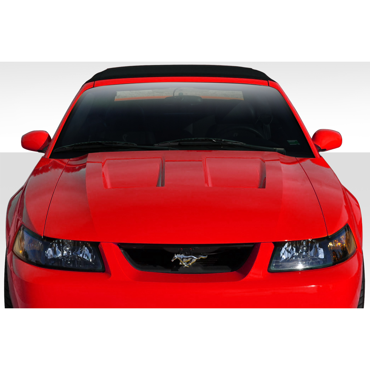 Modify your Ford Mustang 1999 with our Exterior/Hoods - Front view of the hood at a straight angle