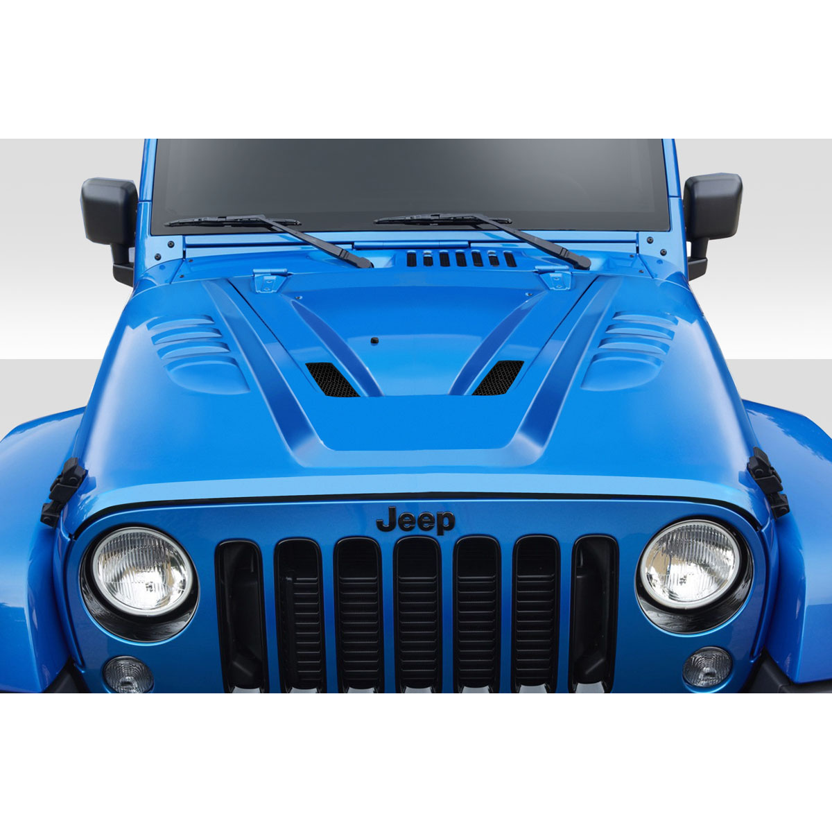 Modify your Jeep Wrangler 2007 with our Exterior/Hoods - Front view of Jeep Wrangler's hood