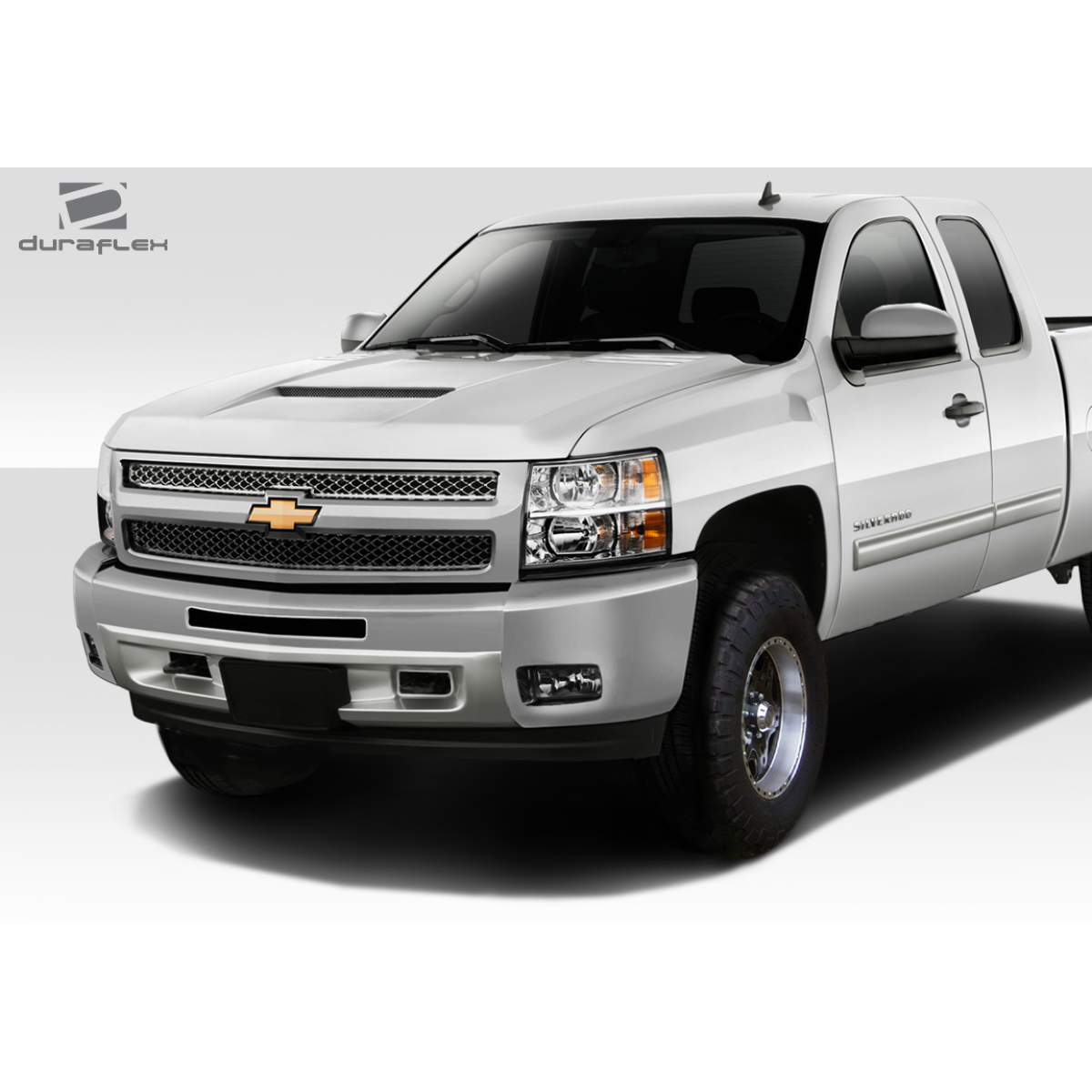 Modify your Chevrolet Silverado 2007 with our Exterior/Hoods - Front angled view of the Chevrolet Silverado