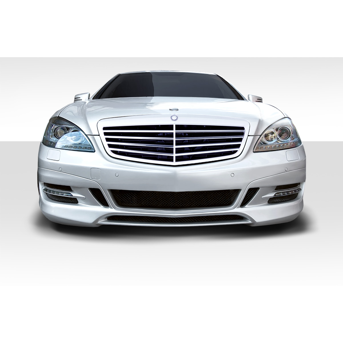 Modify your Mercedes-Benz S-Class 2010 with our Exterior/Front Bumpers or Lips - Front view of the vehicle at a straight angle