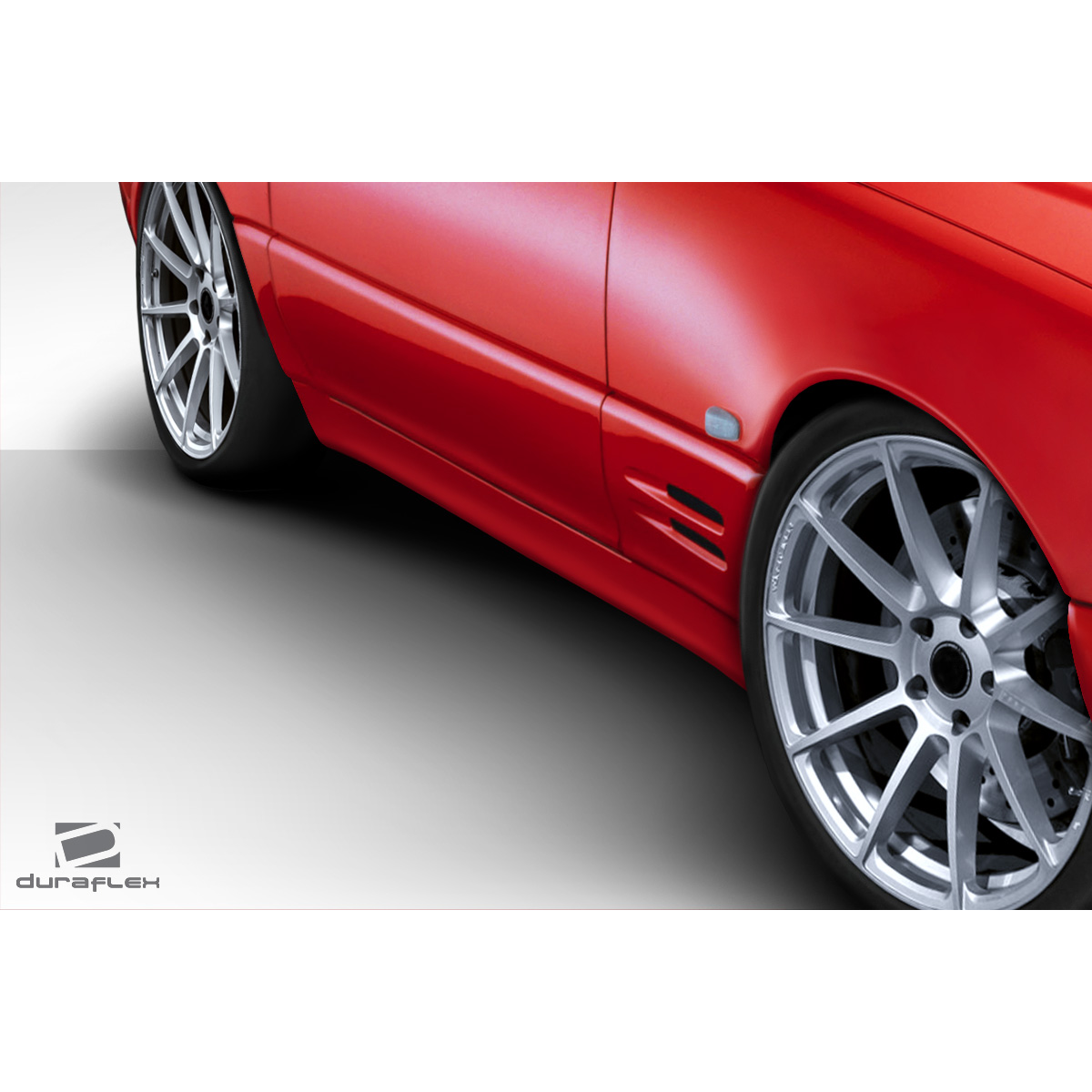 Modify your Mercedes-Benz SL-Class 1990 with our Exterior/Side Skirts - Image shows lower side of vehicle at a low angle