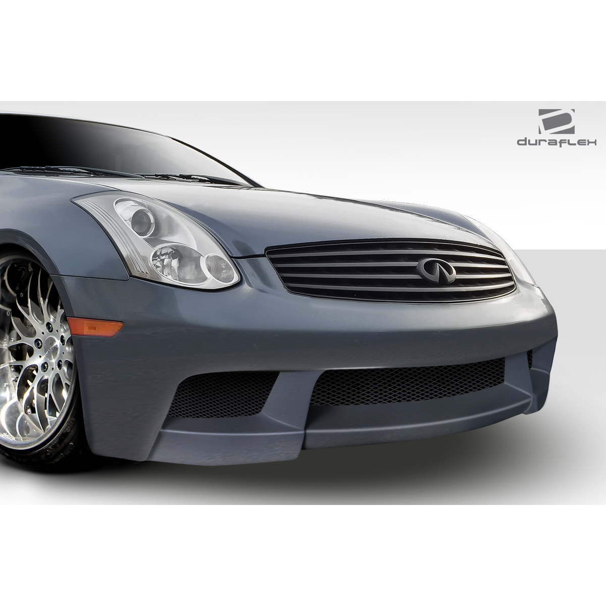 Modify your Infiniti G35 2003 with our Exterior/Complete Body Kits - Front angle of the car showing bumper design